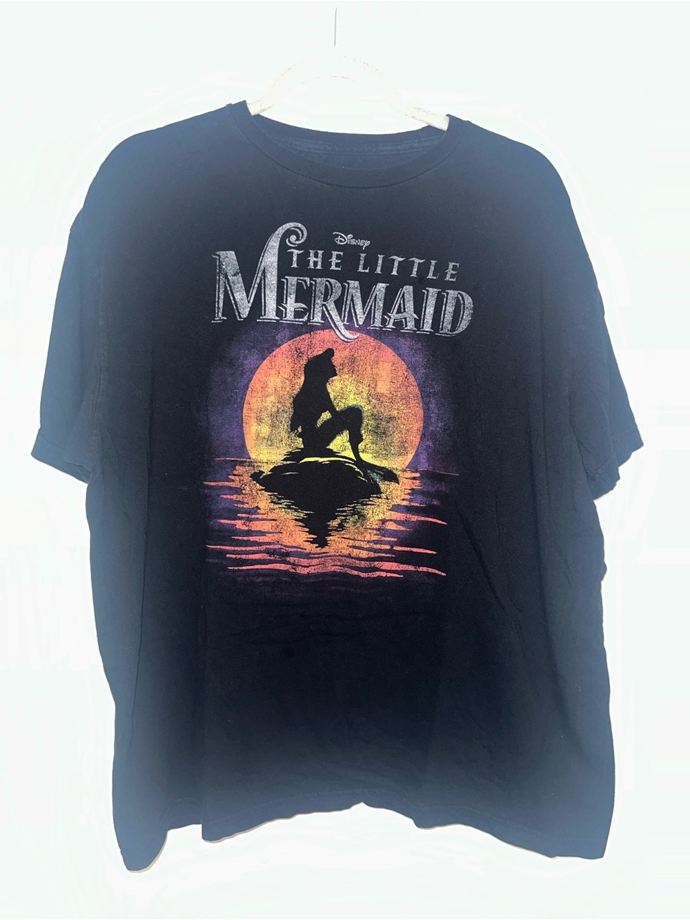 Disney Black The Little Mermaid Graphic Tee with Sunset Colors